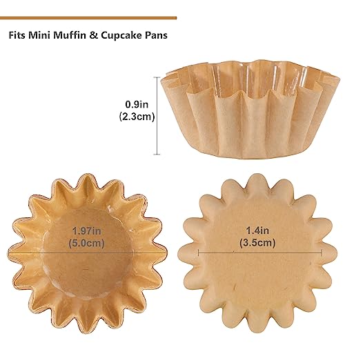 Caperci Heavy Duty Natural Mini Cupcake Liners Small Muffin Cups for Baking - color: Natural