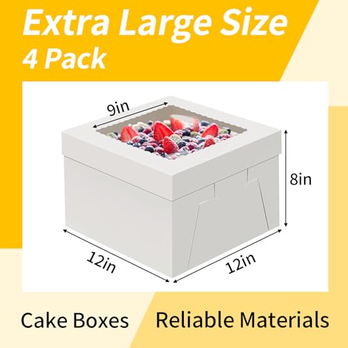 WINKIO Cake Boxes 12 inch, Cake Carrier Holder, Storage Transport Container - size: 12×12×8