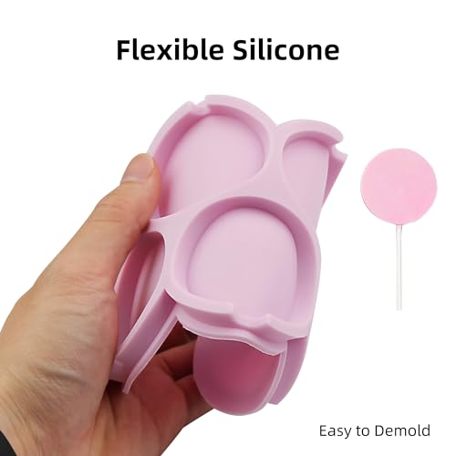 Round Lollipop Molds 2 inch Silicone Chocolate Lolly Mold 2pcs Round Shapes Lollipop Candy Sucker Molds with 25 Sticks - size: Round