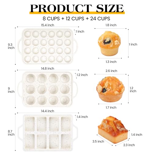 3 Pcs Silicone Baking Pan Set, Cream - color: Cream, size: Round+Rectangle