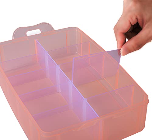 Sooyee 3-Tier Craft Storage Organizer with Dividers, Orange - color: Orange, size: 3 Tier