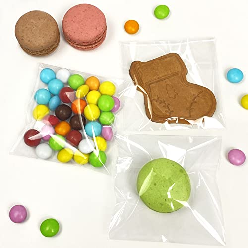 Morepack 3x3 In Cookie Bags Clear Self Sealing Cellophane Treat Bags 200Pcs - size: 3x3 Inch (Pack of 200)