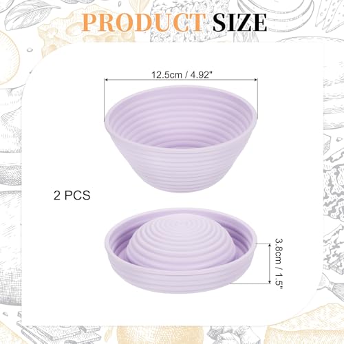 uxcell 2Pcs Silicone Bread Proofing Basket 4.9" Round Sourdough Lavender - color: Lavender, size: 12.5 cm / 4.9 Inch