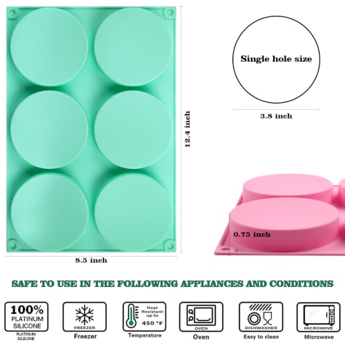 HUAKENER 2 Pcs Silicone Muffin Top Pan for Baking, 4 Inch Round Baking Mold - color: Round Muffin Pan - 2 Pack