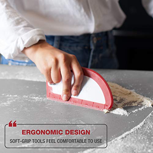 Breadsmart Artisan Bread Whisk and Bench Scraper Duo - Essential Dough Mixer Tools - Sourdough Bread Baking Supplies - color: Red