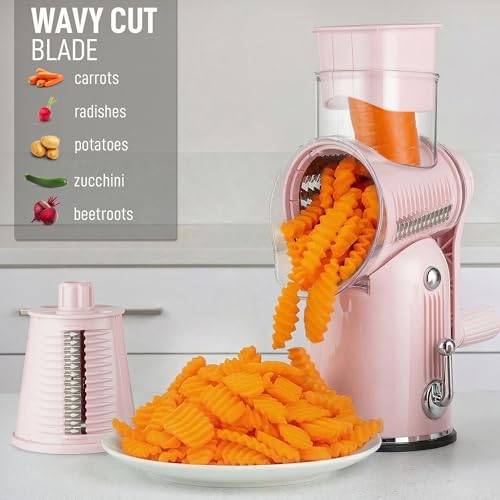 Rotary Cheese Grater Hand Crank, Vegetable Shredder - Classic Pink - color: 28 - Pink