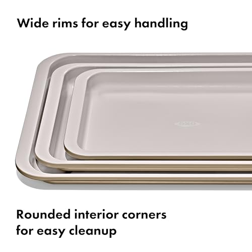 OXO Good Grips Non-Stick Pro Ceramic Coated Metal Bakeware 3-Piece Set - color: Tan, size: 3-Piece Set