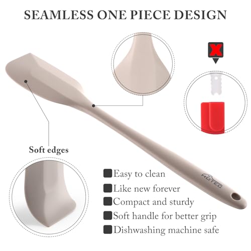 HOTEC 600℉ Heat Resistant Silicone Rubber Spatula Set, Khaki, Set of 5 - color: Khaki