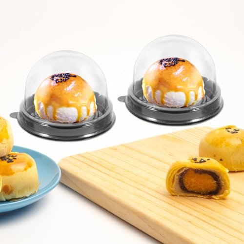 50pcs Mini Cupcake Container Cake Boxes with Dome Lid Xmas - color: Black
