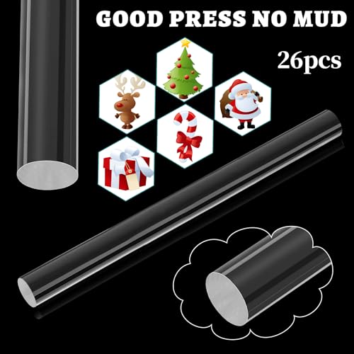 Clabby 26 Pcs Acrylic Clay Roller Plastic Polymer Pin, 6.5'' X 0.5'' - size: 6.5 x 0.5 Inch