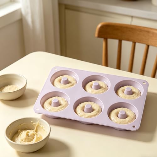 1pc 6-Cavity Silicone Donut Mold – Non-Stick Baking Pan for Donuts, Bagels and Dessert Making, Reusable Oven Bakeware Tool