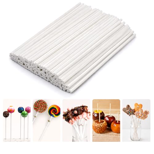 Lollipop Sticks 100 Pcs Cake Pop Sticks 6-inch Cake Candy Chocolate Making Sticks Decoration Supplies for Party, Chocolates Making Tools