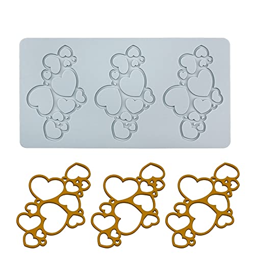 TUKE 3D Leaves Silicone Molds Flower Cake Fondant Mat Bee Leaf Pastry Moulds Rose Impression Chocolate Hollow Lace Mold (Love_8.8x4.6x0.12inch_D) - size: Love_8.8x4.6x0.12inch_D