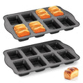 2 Pack Mini Loaf Baking Pans 8-Cavity, Nonstick Small Cornbread Pan, Tiny Banana Bread Pan Set, Heavy Duty Brownie TIn, Dark Grey - size: 2 Mini Loaf Pans