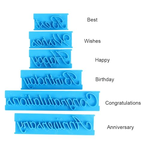 18 Pieces Fondant Stamp Cutter Set,3 Set Script Letter Embossers for Happy Birthday Anniversary Cakes,Blue Cookie Icing Sugarcraft Decorating Tools