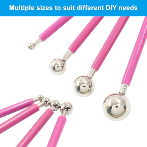 4Pcs Pink Ball Shaped Cake Dotting Tool - color: Red