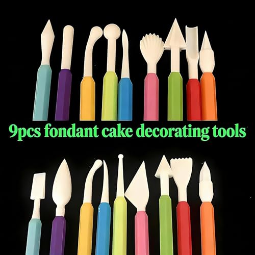 Fondant Sculpting Tool Set, 9-Piece Plastic Cake Decorating Pens