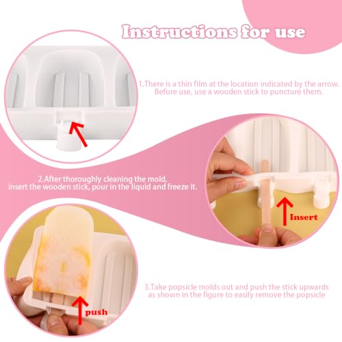 WMKGG Popsicle Silicone Molds Set, 2 PCS Ice Cream Cakesicles Molds - color: White-2