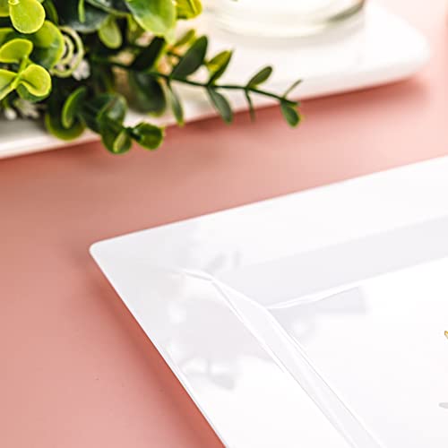 100 Pack White Plastic Square Dessert Plates, 6.5" Disposable Salad Plates - color: White