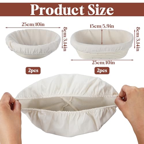 4 Pack Banneton Liners, Reusable Washable Bread Proofing Covers