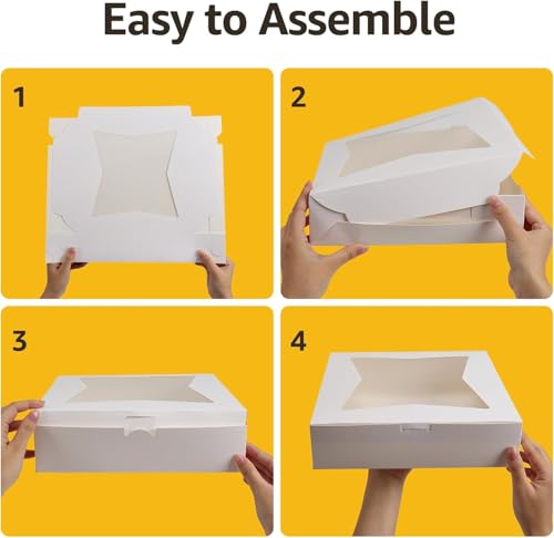 24 Pack Pie Boxes, 10x10x2.5 Inches Bakery Boxes with Window - size: 10x10x2.5