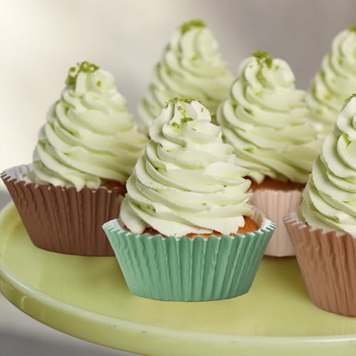 FYSUIMU 400 Pcs Sage Green Brown Cupcake Liner Paper Baking Cups Woodland Themed Muffin Liner Cake Storage Container for Fall Autumn Harvest Forest Animal Safari Party Birthday Supplies, 2 x 1.2 Inch - color: Sage Green Brown