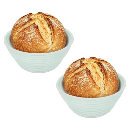 uxcell 2Pcs Silicone Bread Proofing Basket 4.9" Round Sourdough Mint Green - color: Mint Green, size: 12.5 cm / 4.9 Inch