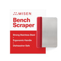 Misen Stainless Steel Bench Scraper - Versatile Food Scraper with Walnut Handle - Ideal for Kitchen, Pastry & Dough - Durable Cutting Board Scraper Tool - Effortless Transfer into Pots & Pans - Red - color: Red