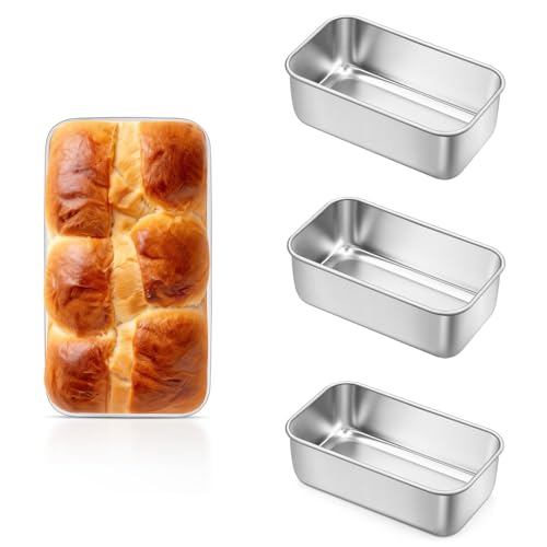 Leonyo 6.3x3.5IN Stainless Steel Mini Loaf Pans for Baking Bread, 4 Pack - size: Small