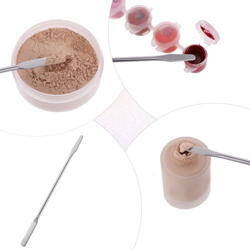 3 Pcs Small Metal Spatula, Lab Spatula, Double Ended Micro Spatula, Stainless Steel Mini Spatula, Square/Round End Spatula, Makeup Spatula Tool for Mixing Cosmetics - color: 3 Pcs