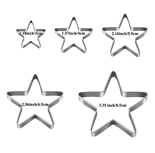 Lchen Stars Cookie Cutters 5 Stars Stainless Steel Biscuit Cutters for Baking Molds Set (Star) - color: Star