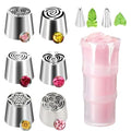 11PCS Extra Large Russian Piping Tips，Stainless Steel Flower Tips for Cake Decorating for Cake Decorating Icing, Cream Bouquet DIY Cookies, Desserts Baking Tools