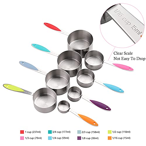 Measuring Cups and Spoons Set of 17 Double Sided Magnetic Measuring Spoons - color: Multicolor