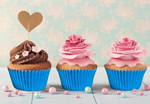Blue-Foil Cupcake-Liners Baking-Cupcake,For Birthday Parties Wedding 100Pcs
