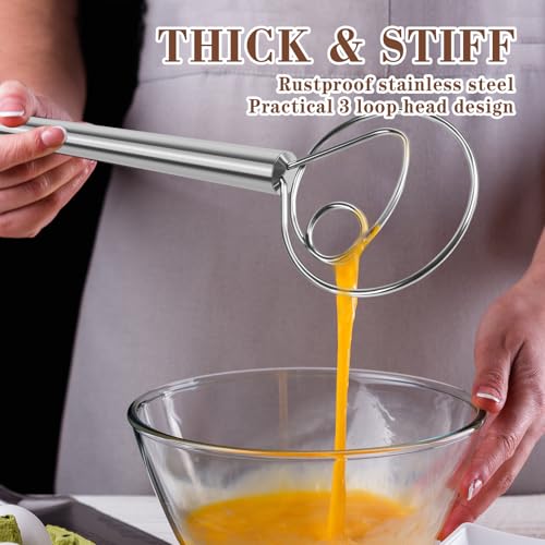 TEEVEA Danish Dough Whisk Stainless Steel for Sourdough Bread - color: Stainless Steel 1-eye