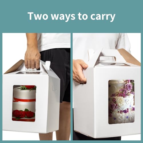 Wowxyz 4 Pack 2 Sizes Tall Cake Boxes for Tier Cakes 10x10x12 & 12x12x14