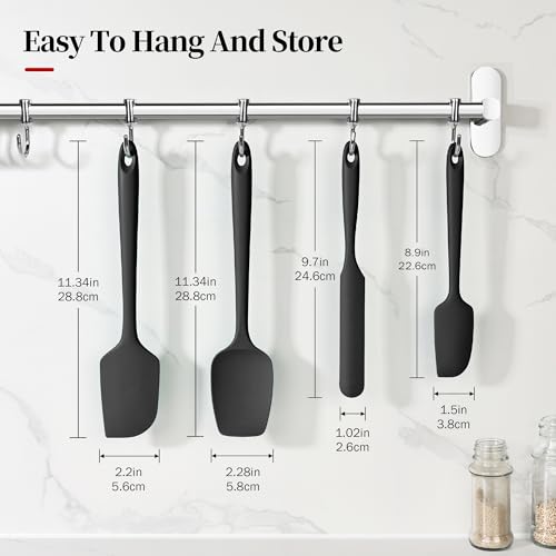 600ºF Heat Resistant Silicone Spatula Spoonula Set of 4, Black - color: (2) Black, size: 4 Spatulas