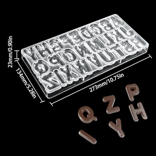 TUKE Polycarbonate Chocolate Mould 26 English Letters Candy Making Mold, Professional Grade PC Plastic for Baking, Dessert, Ice Cube, Soap - BPA-Free, Reusable & Dishwasher Safe (B_ English Letters) - size: B_ English Letters