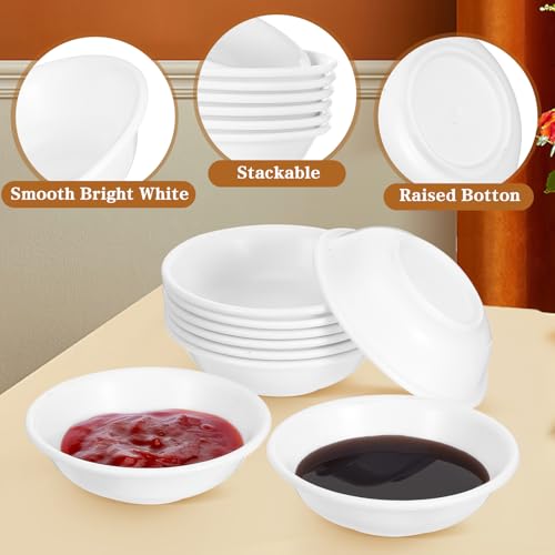 Angoily 20Pcs Unbreakable Dipping Sauce Bowls, White 2 Oz Soy Sauce Dish - color: 20 Pcs