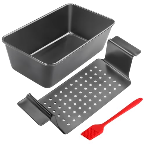 Meatloaf Pan with Drain Tray, Nonstick Baking Loaf Pan with Insert 9 x 5 Inches Loaf Pans for Baking Bread and Meat, 2-Piece Set, Black - color: Black