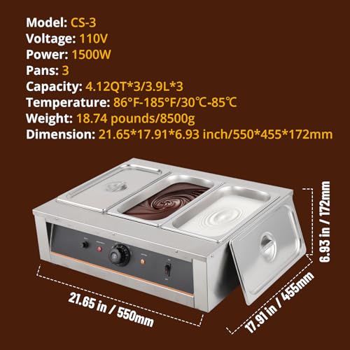 Chocolate Tempering Machine - size: 4.12 QT(3.3L)*3