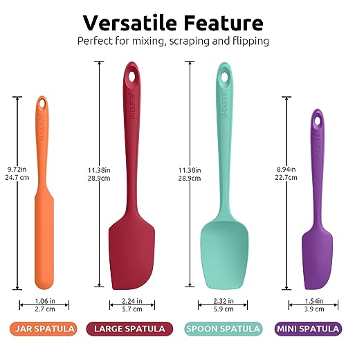 U-Taste Silicone Spatula Set 600°F High Heat Resistant, 4-Pcs, Multicolor - color: Multicolors