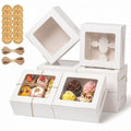 OAMCEG Cupcake Boxes with Window, 6x6x3 Inches Cookie Boxes,50 Pack,White - color: white-stickersA-50pcs