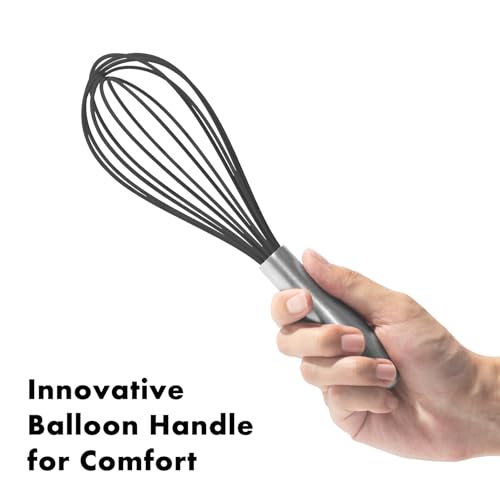 OYV 10-Inch Black Silicone Whisk, Non-Scratch, 18/10 Stainless Steel Handle - size: 10 inch black
