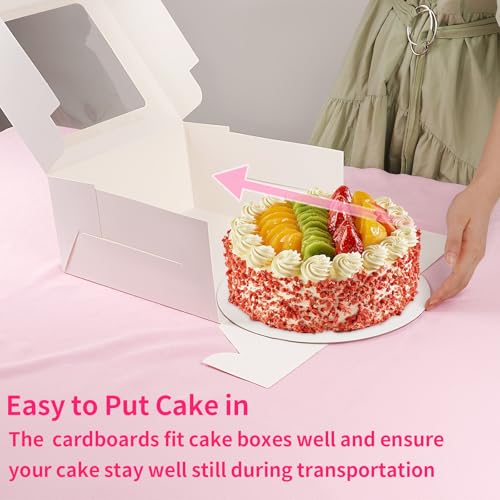WINKIO 10 in Cake Box with Board, Cake Carrier Holder Container - size: 10×10×5 in, cake box and board, 8pcs