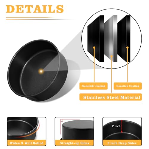 E-far 7 Inch Cake Pan, 3PCS Nonstick Stainless Steel Baking Cake Pans Tins - size: 7 Inches