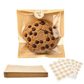 100 Pack Self Sealing Cookie Bags with Seal, 5.7 x 6.5 in Paper Bakery Bags with Window, Heat Sealable & Grease Resistant To Go Sleeves for Donut, Snack, Scone, Brownie and other Treats - size: 5.7 X 6.5in