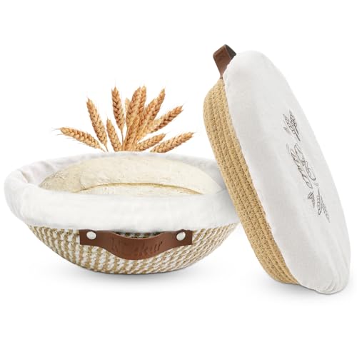 Nikkar Banneton Bread Proofing Basket Set of 2, 10 Inch Round 11Inch Oval - size: 10"Round+11"Oval