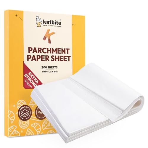 Katbite 200 Pcs Parchment Paper Baking Sheets, 12x16 Inch, Heavy Duty - size: 12"x16"-200
