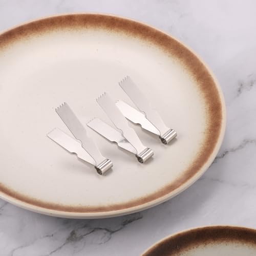 Generic 3pcs Silver Stainless Steel Pastry Tongs, Dough Scraper, Press, Crimper Tool for Decorating and Sealing Pie Crusts, Bread, Dessert, Pastry, Cakes, Kitchen, Baking Gadgets
